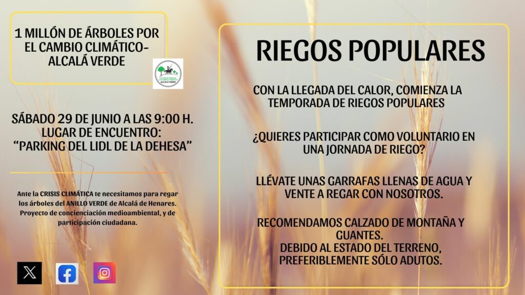 RIEGOS POPULARES: ¡ÚNETE A LA JORNADA DE RIEGO!